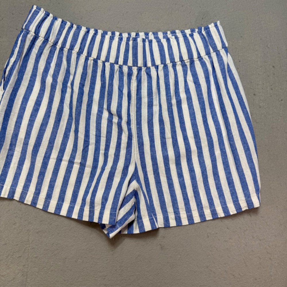 Sonoma Goods‎ For Life Women's XL Striped Linen Blend Shorts Blue White NWOT - Picture 9 of 10